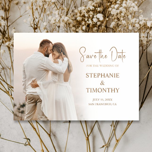 Convite Simples Salvar A Data Foto Moderna Casamento (Cherish the moment and announce your day with our captivating photo Save the Date invitation.)