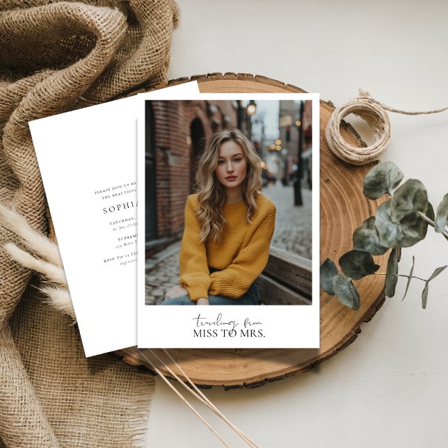 Convite Simples senhorita Elegante para a foto da Sra. Chá (Criador carregado)