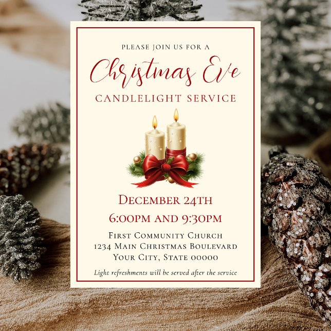 Convite Simples Serviço Religioso de Natal Elegante em Mar (Criador carregado)