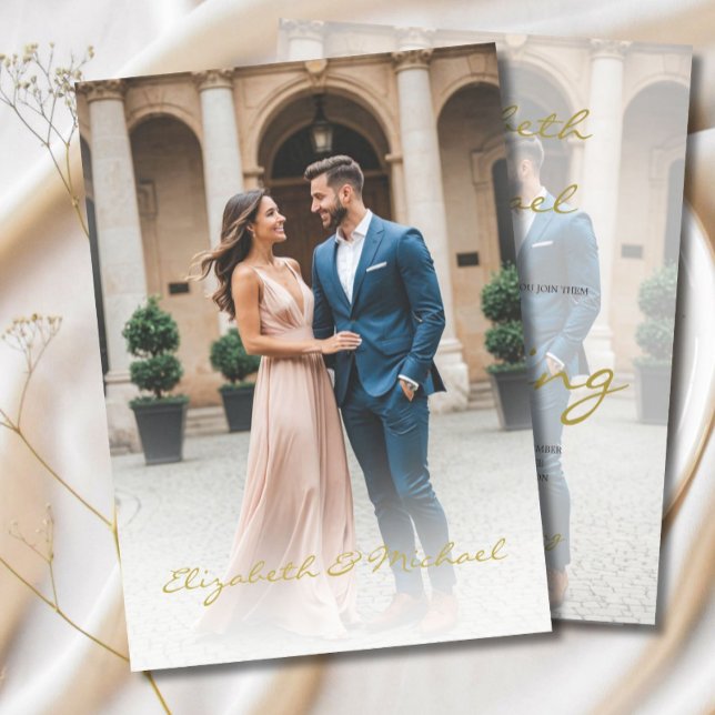 Convite Simples Sobreposição de Foto de Casamento Moderno (Criador carregado)