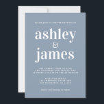 Convite Simples Tipografia Chic Casamento Azul Dusty<br><div class="desc">O convite de casamento simples e chic apresenta na moda branco, tipografia elegante e moderna sobre um fundo azul empoeirado. Basta adicionar os detalhes do seu casamento. Desenvolvido exclusivamente para você pelo Happy Dolphin Studio. Se precisar de ajuda ou produtos correspondentes, entre em contato conosco em happydolphinstudio@outlook.com. Estamos felizes em...</div>