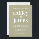 Convite Simples Tipografia Chic Sage Casamento Verde<br><div class="desc">O convite de casamento simples e chic apresenta na moda branco, tipografia elegante e moderna em um fundo verde sábio. Basta adicionar os detalhes do seu casamento. Desenvolvido exclusivamente para você pelo Happy Dolphin Studio. Se precisar de ajuda ou produtos correspondentes, entre em contato conosco em happydolphinstudio@outlook.com. Estamos felizes em...</div>