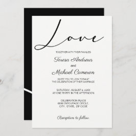 Convite Simples tipografia elegante Casamento de amor