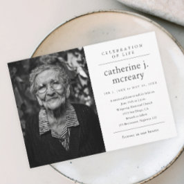 Convite Simples Tipografia Foto Memorial Funeral