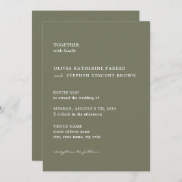 Convite Simples tipografia verde-empoeirada Casamento mode