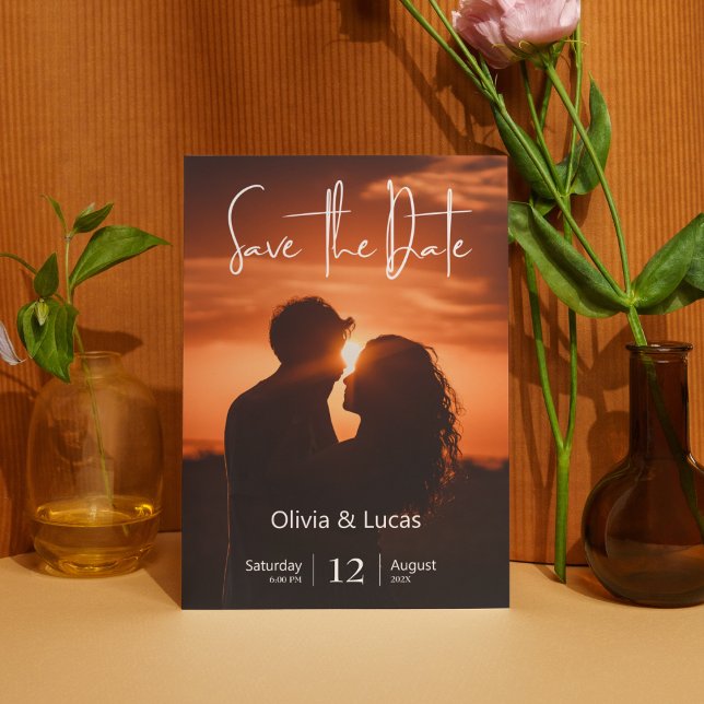 Convite Simples Trendy Sun Foto Para Salvar A Data Casamen (Sunshine Photo Save The Date Wedding Invitation)