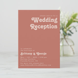 Convite Simples Vibrações Retrô Recepção de Casamento Ol