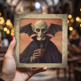 Convite Simples Vintage Dracula Halloween