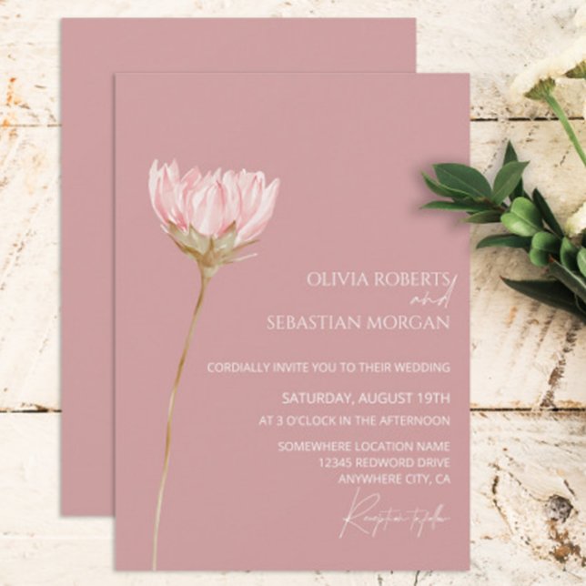Convite Simples Wildflower Boho | Casamento de Rosa Dusty (Criador carregado)