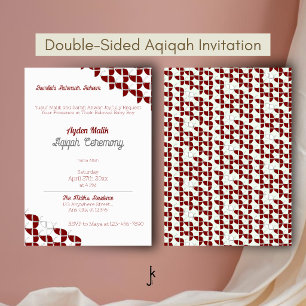 Convite SIMPLESMENTE Branco Vermelho Retro, Chamada Aqiqah