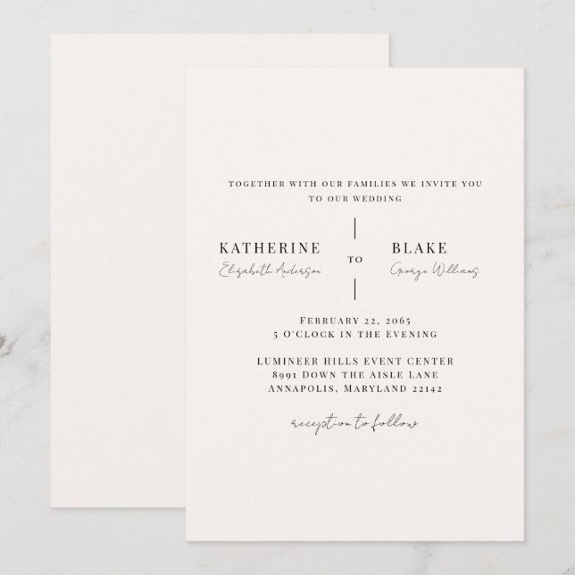 Convite Simplesmente Casamento com Champanhe Claro II (Frente/Verso)