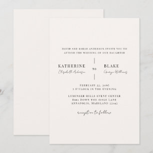 Convite Simplesmente Casamento de Champanhe Leve