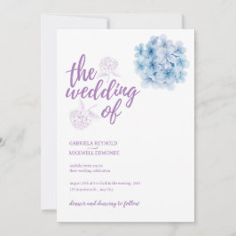 Convite Simplesmente Casamento de Hydrangea Azul de Cores