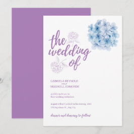 Convite Simplesmente Casamento de Hydrangea Azul de Cores