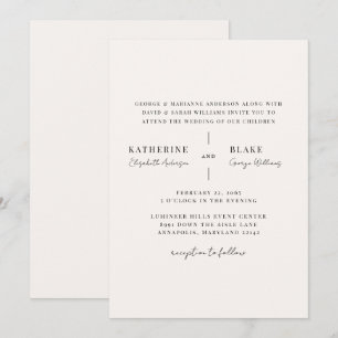 Convite Simplesmente Casamento Moderno com Champanhe Claro
