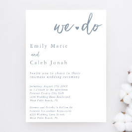 Convite Simplesmente Chic Azul Empoeirado Casamento Íntimo