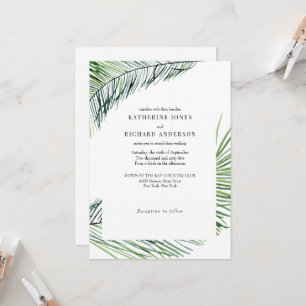Convite Simplesmente Elegante Casamento de Palma Tropical