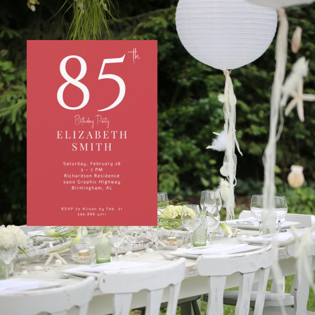 Convite Simplesmente Festa de aniversário Vermelha (Criador carregado)