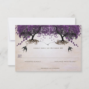 Convite Simplesmente Pêssego Roxo Vintage Folha Coração Ár