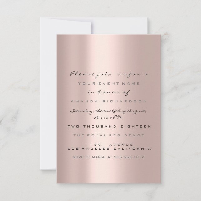 Convite Simplesmente Rosa Dourado Blush Noiva Sweet 16 (Frente)