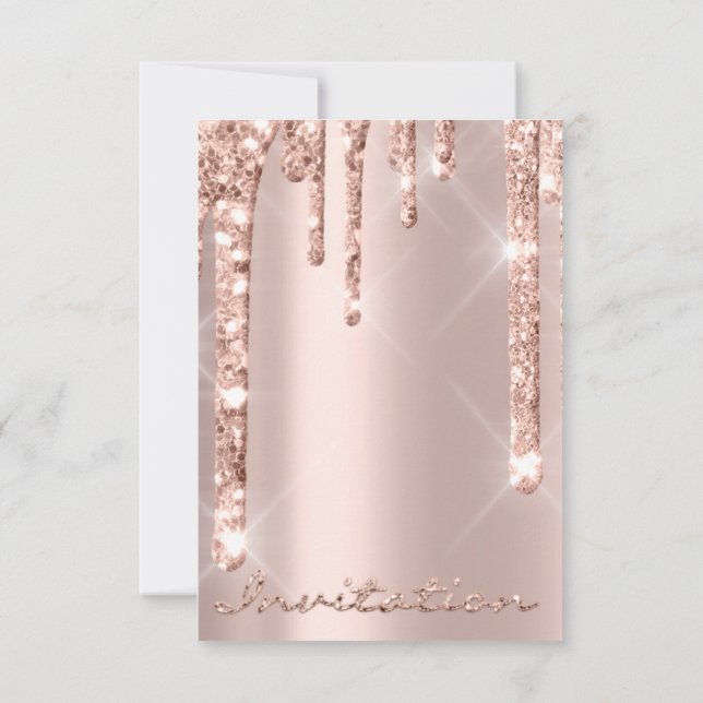 Convite Simplesmente Rosa Drips Brilho Noivado Aniversário (Verso)