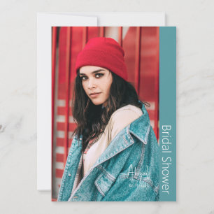 Convite Simplesmente Seu Chá de panela Foto Turquoise Noiv