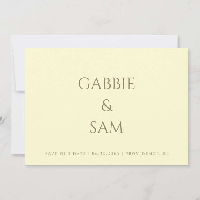 Convite Simplicidade Amarelo Casamento Salve nossa Data (Frente)