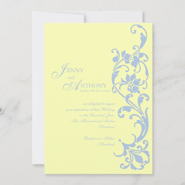 Convite Simplicidade Elegante do Jato de Borboleta e Azul- (Frente)