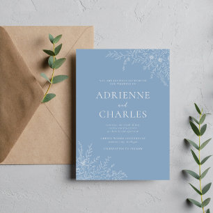 Convite Simplicidade Floral 1 Casamento Azul Glaciar Minim