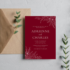 Convite Simplicidade Floral 1 Casamento Minimalista Burgun