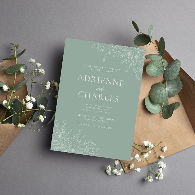 Convite Simplicidade Floral 1 Casamento Minimalista Modern (Criador carregado)