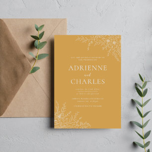 Convite Simplicidade Floral 1 Casamento Minimalista Ócre A
