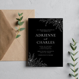 Convite Simplicidade Floral 1 Casamento Minimalista Preto