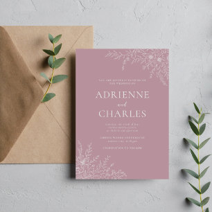 Convite Simplicidade Floral 1 Casamento Minimalista Rosa V