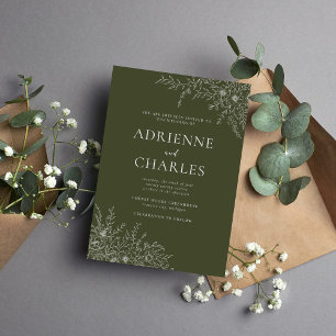 Convite Simplicidade Floral 1 Casamento Minimalista Verde 