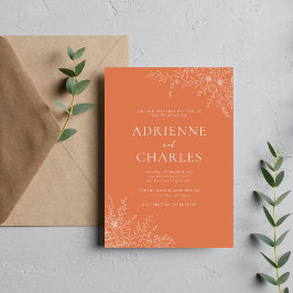 Convite Simplicidade Floral 1 Casamento Mínimo Coral