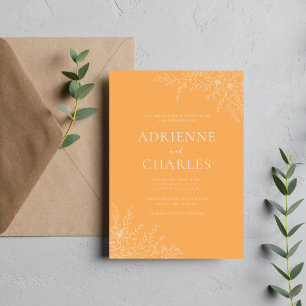 Convite Simplicidade Floral 1 Sorvete Laranja Casamento Mi