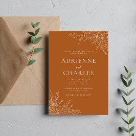 Convite Simplicidade Floral 1 Terracota Casamento Minimali