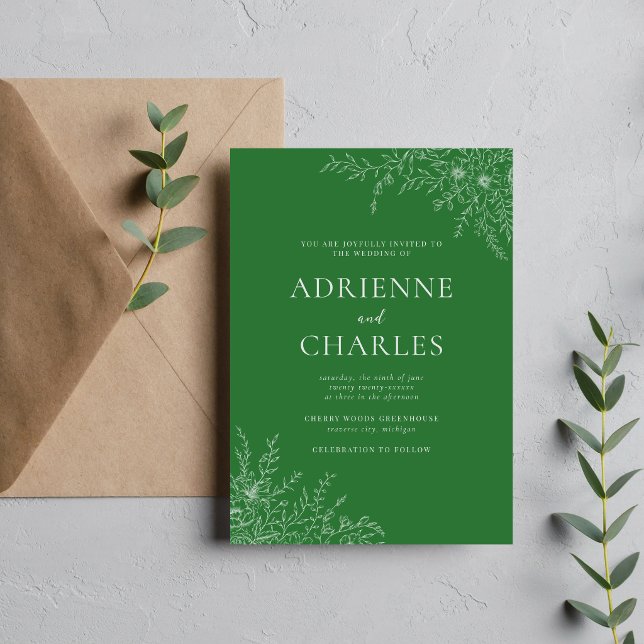 Convite Simplicidade Floral 1 Verde de Prado Casamento Min (Criador carregado)