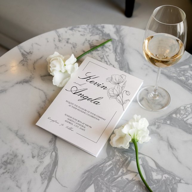Convite Simplicidade Floral: Casamento Elegante Minimalist (Criador carregado)