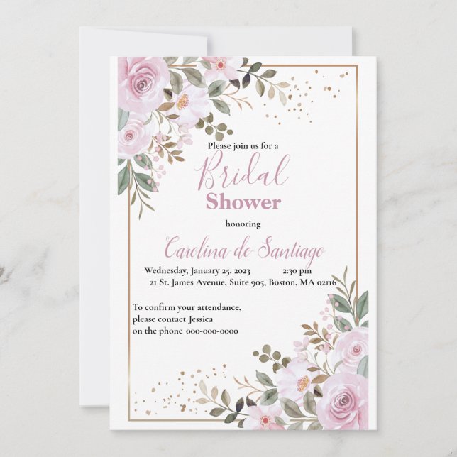 Convite Simply Elegant Bridal Shower Invitation (Frente)