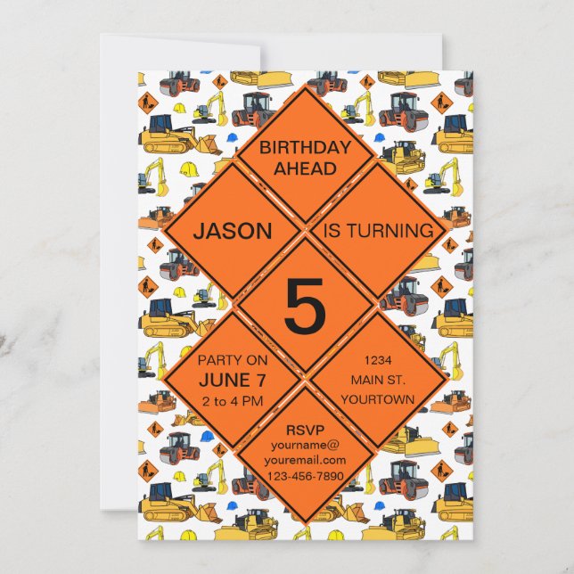 Convite Sinais de Estrada de Zona de Construção Única de D (Frente)