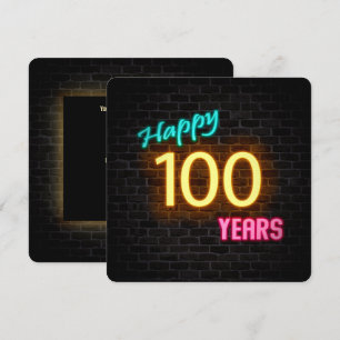 Convite Sinal de aniversário de 100 anos Neon brilhando em