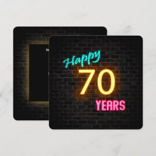 Convite Sinal de aniversário de Neon 70, brilhando no tij