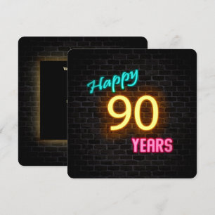 Convite Sinal de aniversário de Neon 90, brilhando no tij