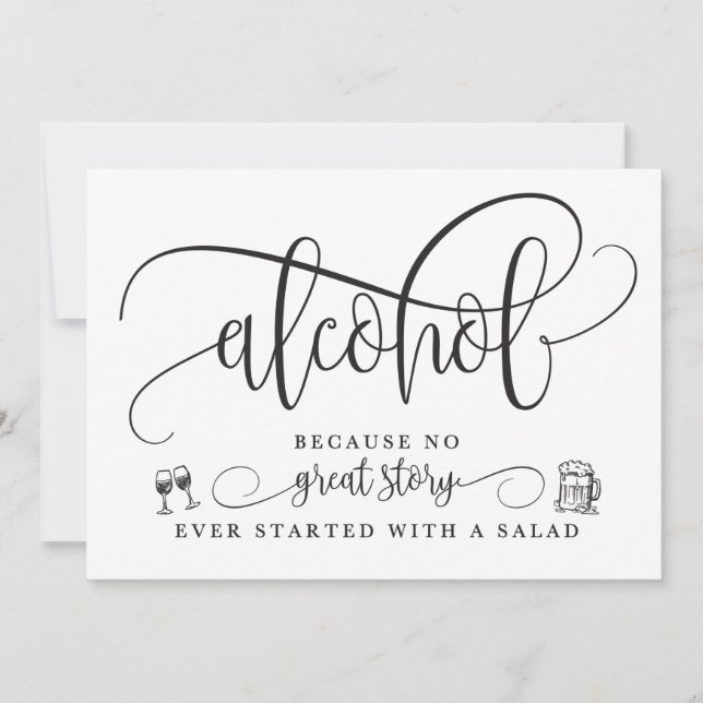 Convite Sinal de Bar de Álcool de Casamento (Frente)