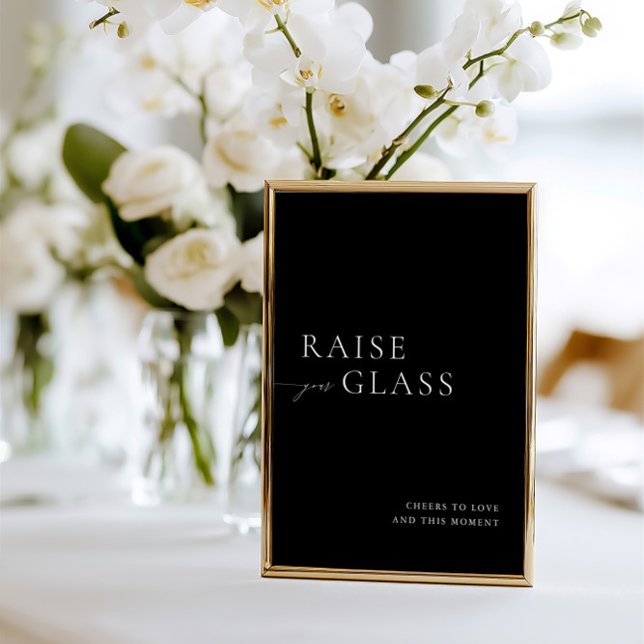 Convite Sinal de Bar de Casamento Negro e Branco minimalis (Minimalist Black & White Wedding Bar Sign)