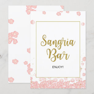 Convite Sinal de Bar de Sangria  Chá de panela rosa e Dou