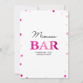 Convite Sinal de Bar Mimosa chá de panela | Confetti rosa