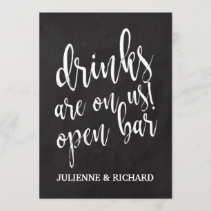 Convite Sinal de barra aberta de casamento com quadro-negr